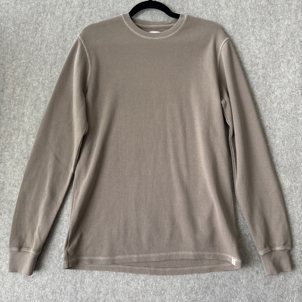 The Normal Brand Waffle Knit Thermal Shirt Mens S Tan Long Sleeve